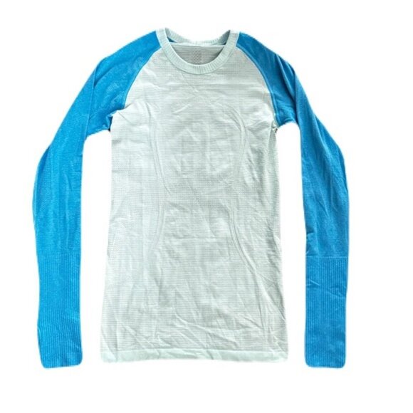 Lululemon Run Swiftly Tech Long Sleeve Aquamarine Beach Blanket Blue Size 4 - Picture 6 of 15